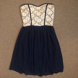 Navy Strapless Dress